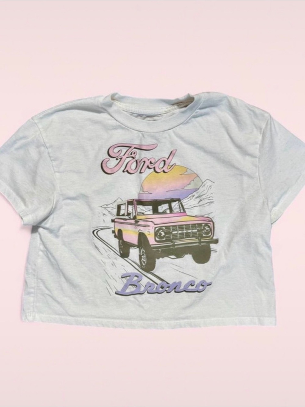 Girl’s Ford Bronco White T-shirt with Pink & Purple Graphic Tee